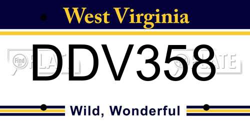 DDV358 West Virginia License Plate