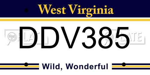 DDV385 West Virginia License Plate