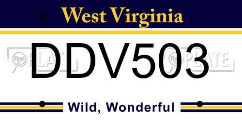 DDV503 West Virginia License Plate