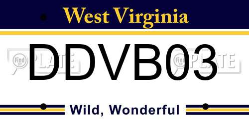 DDVB03 West Virginia License Plate