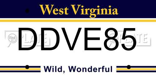 DDVE85 West Virginia License Plate