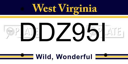 DDZ95I West Virginia License Plate