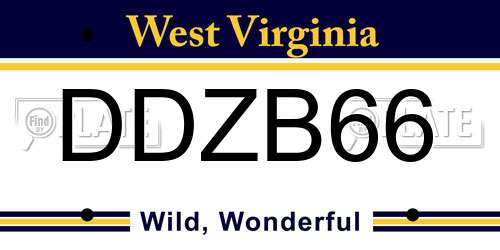 DDZB66 West Virginia License Plate