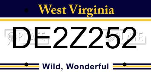 DE2Z252 West Virginia License Plate