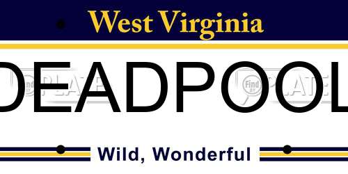 DEADPOOL West Virginia License Plate