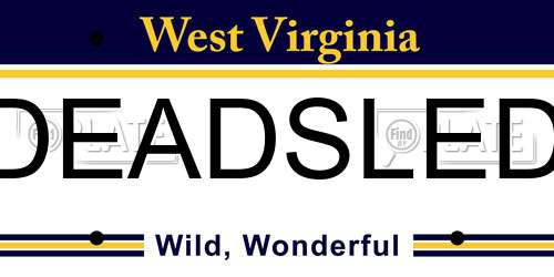 DEADSLED West Virginia License Plate