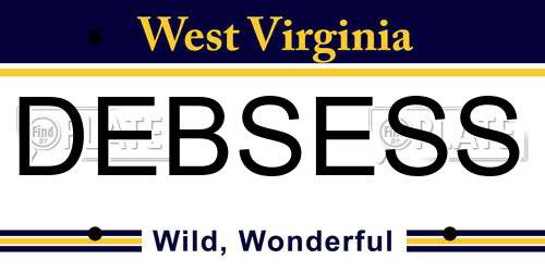 DEBSESS West Virginia License Plate