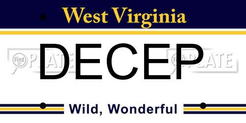 DECEP West Virginia License Plate