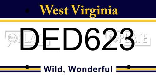 DED623 West Virginia License Plate