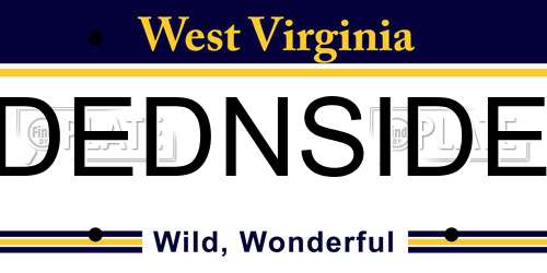DEDNSIDE West Virginia License Plate