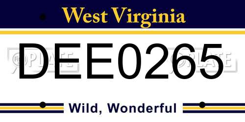 DEE0265 West Virginia License Plate