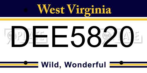 DEE5820 West Virginia License Plate