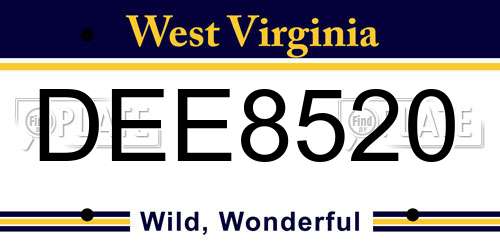 DEE8520 West Virginia License Plate