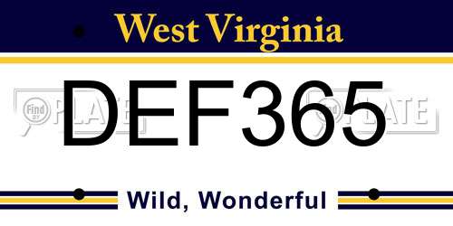 DEF365 West Virginia License Plate