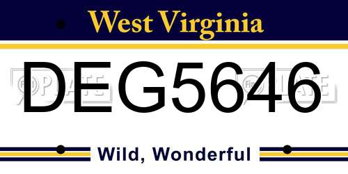 DEG5646 West Virginia License Plate