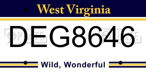 DEG8646 West Virginia License Plate