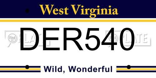 DER540 West Virginia License Plate