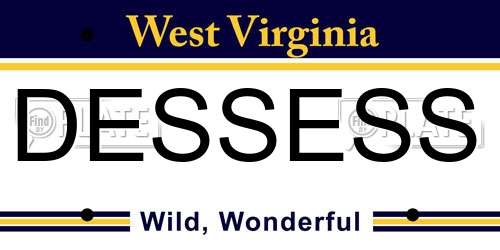 DESSESS West Virginia License Plate