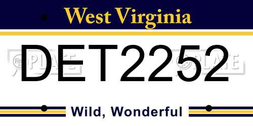 DET2252 West Virginia License Plate