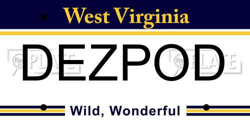 DEZPOD West Virginia License Plate