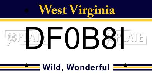 DF0B8I West Virginia License Plate
