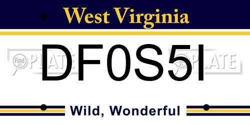 DF0S5I West Virginia License Plate