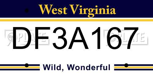 DF3A167 West Virginia License Plate