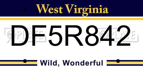 DF5R842 West Virginia License Plate