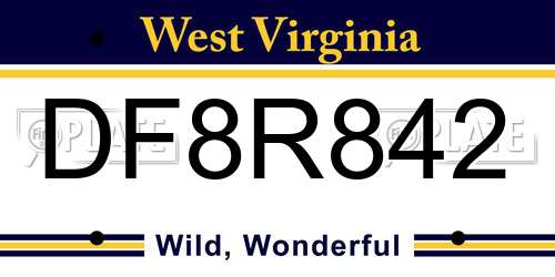 DF8R842 West Virginia License Plate