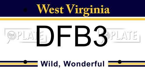 DFB3 West Virginia License Plate