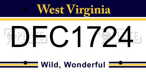 DFC1724 West Virginia License Plate