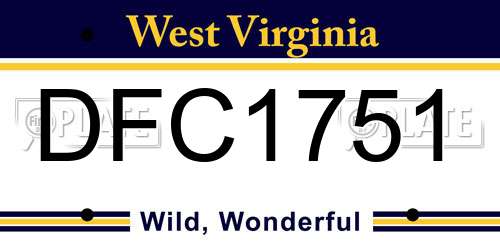 DFC1751 West Virginia License Plate