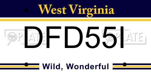 DFD55I West Virginia License Plate