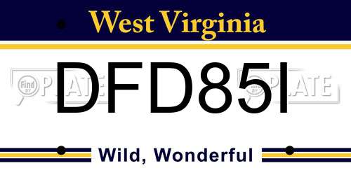 DFD85I West Virginia License Plate