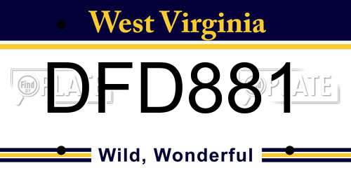 DFD881 West Virginia License Plate