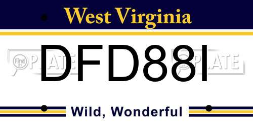 DFD88I West Virginia License Plate