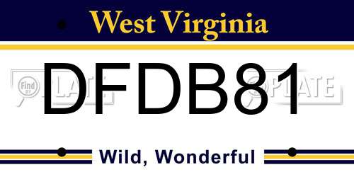 DFDB81 West Virginia License Plate