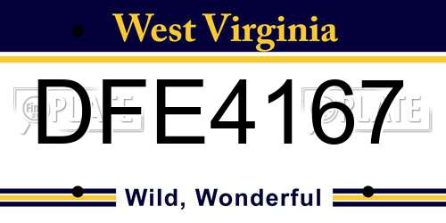 DFE4167 West Virginia License Plate