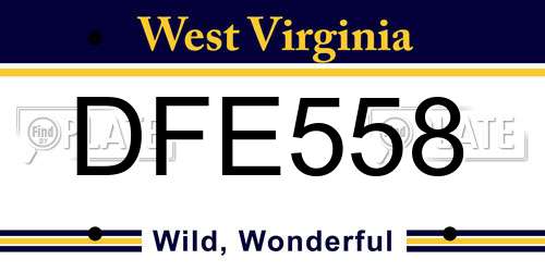 DFE558 West Virginia License Plate