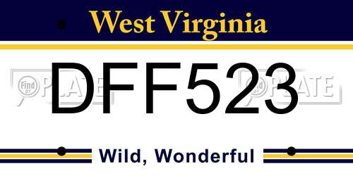 DFF523 West Virginia License Plate
