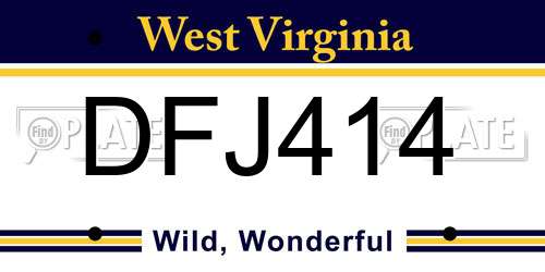 DFJ414 West Virginia License Plate