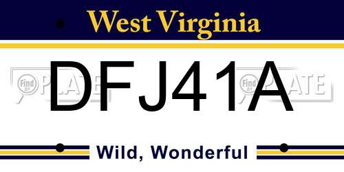 DFJ41A West Virginia License Plate