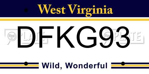 DFKG93 West Virginia License Plate