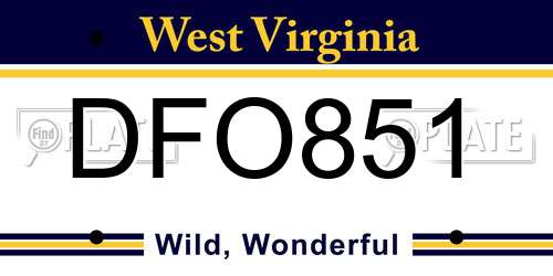 DFO851 West Virginia License Plate