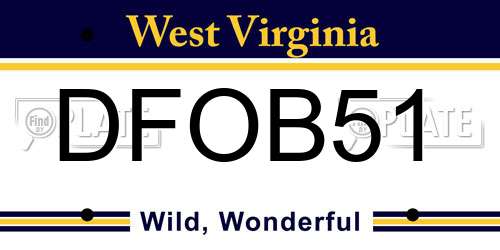 DFOB51 West Virginia License Plate