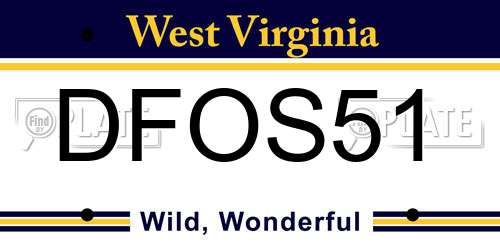DFOS51 West Virginia License Plate