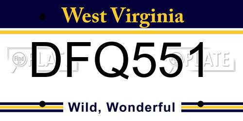 DFQ551 West Virginia License Plate