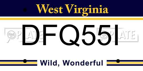 DFQ55I West Virginia License Plate