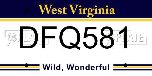 DFQ581 West Virginia License Plate