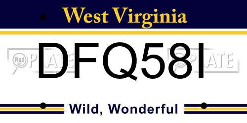 DFQ58I West Virginia License Plate